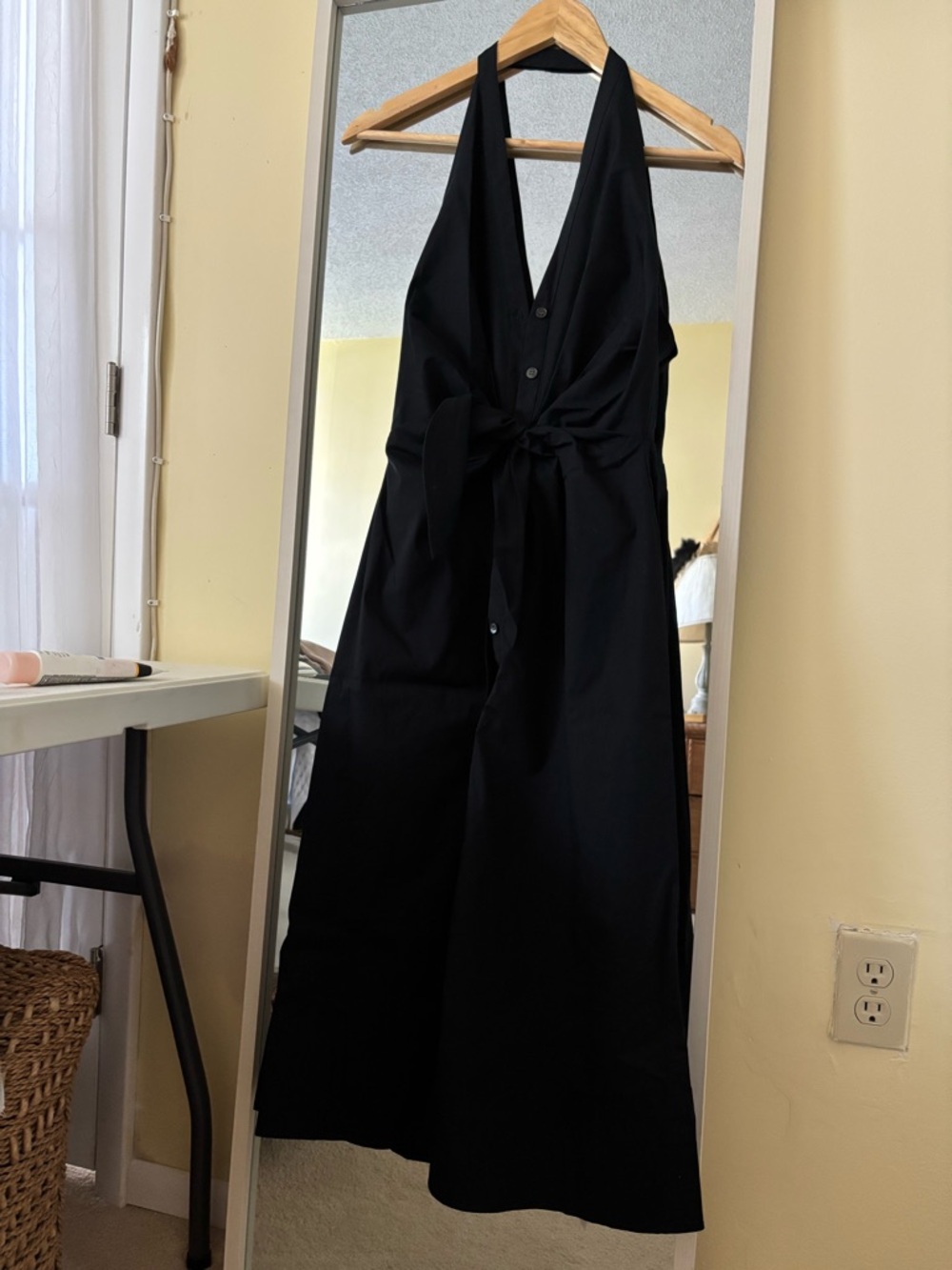 Veronica Beard Black Halter Button-Front Midi Dress - Picture 5 of 8